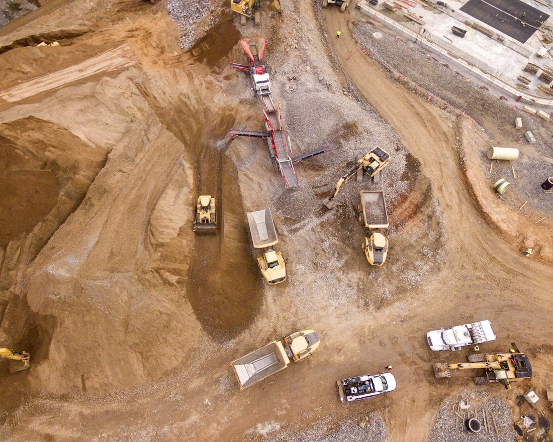 Aerial view of an active Hi-Construct earthworks site